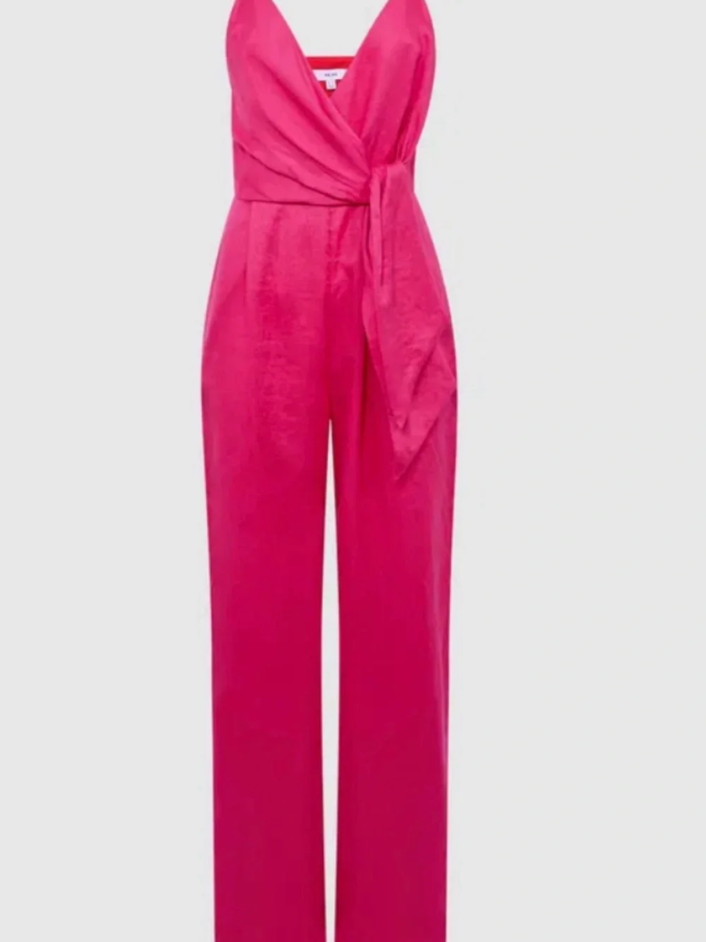 glam Fuchsia Sleeveless Wrap Waist Wide-Leg Jumpsuit